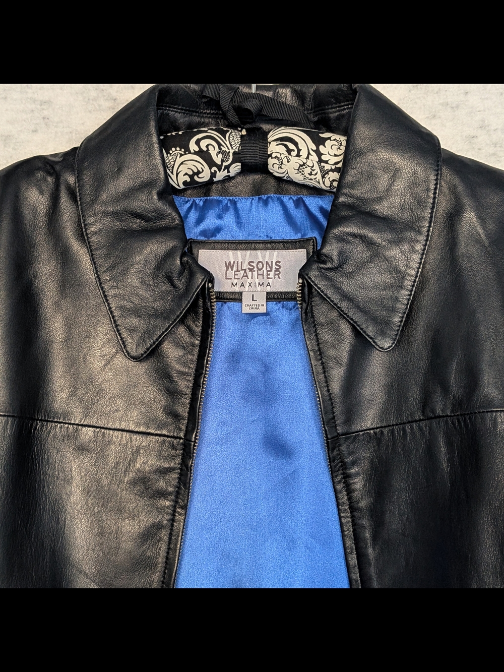 NWT Vtg Wilsons Leather Maxima Black Jacket Sz L Deadstock Y2K 90s Cobalt Lining - Picture 3 of 15